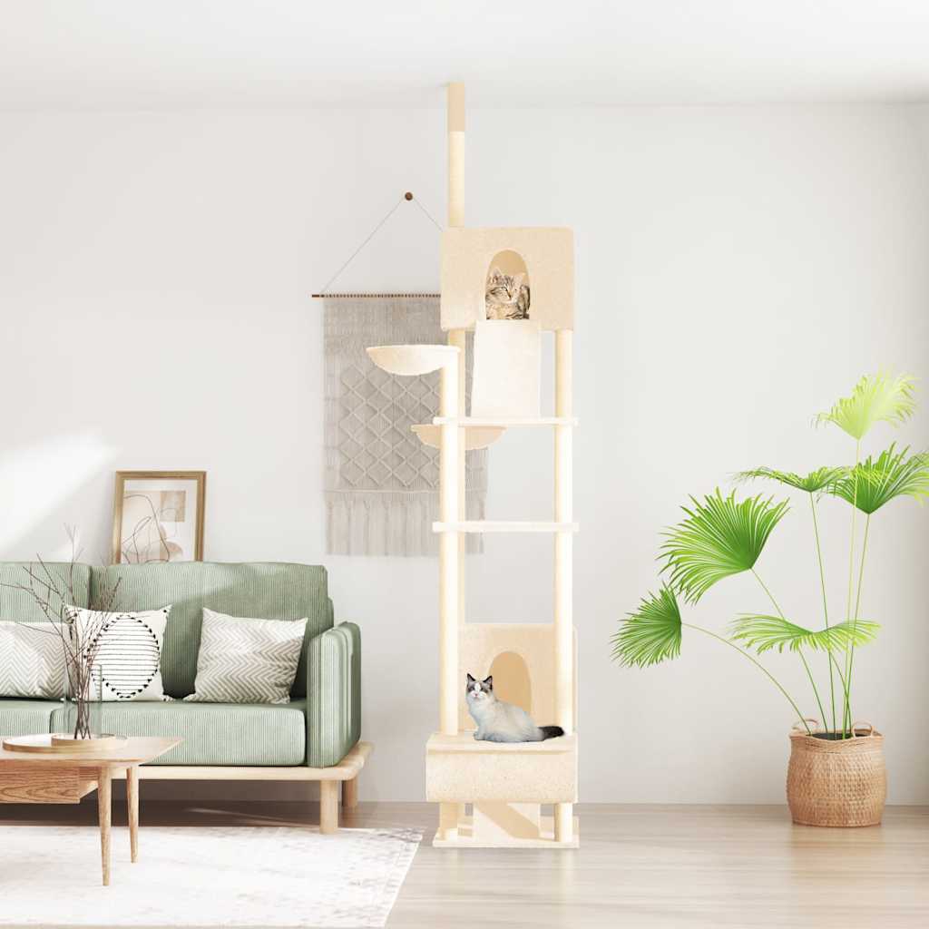 kradsetræ fra gulv til loft 277-303 cm cremefarvet