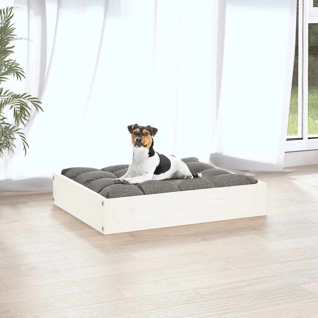 hundeseng 51,5x44x9 cm massivt fyrretræ hvid