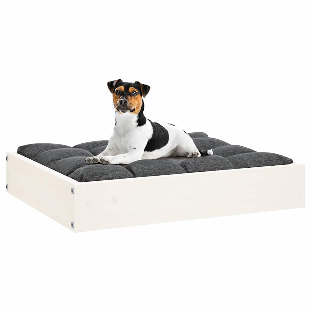 hundeseng 51,5x44x9 cm massivt fyrretræ hvid