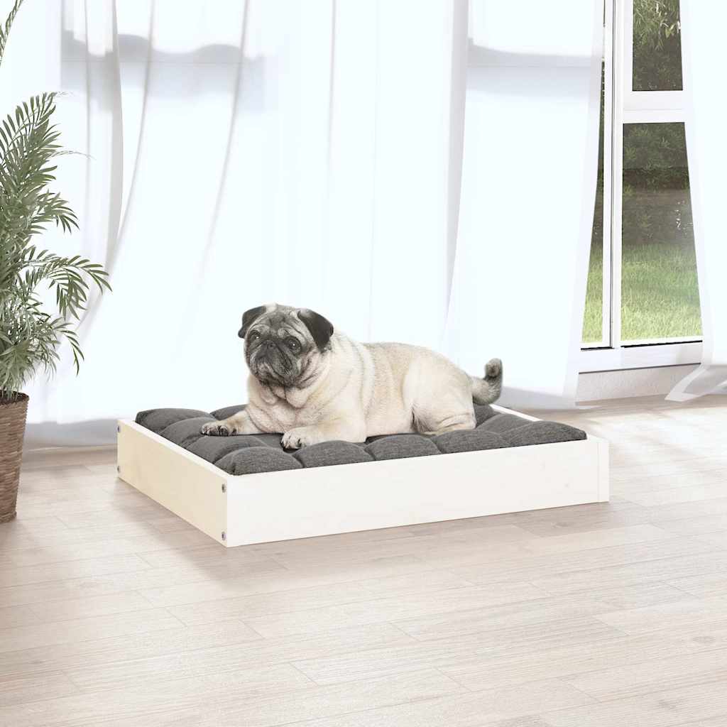 hundeseng 61,5x49x9 cm massivt fyrretræ hvid