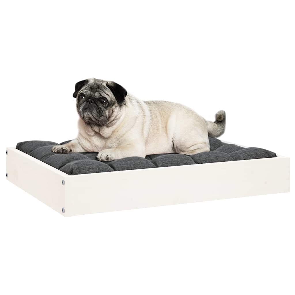 hundeseng 61,5x49x9 cm massivt fyrretræ hvid
