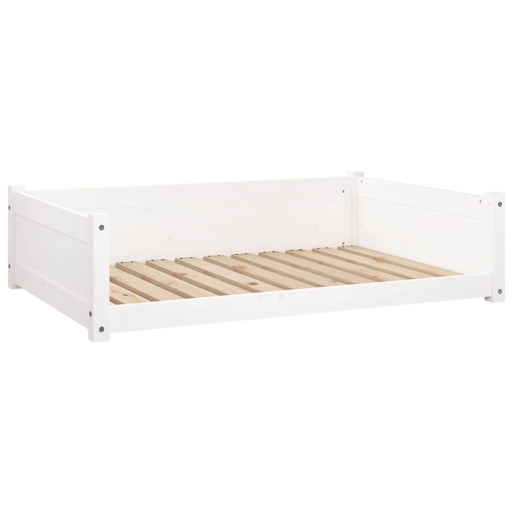 hundeseng 105,5x75,5x28 cm massivt fyrretræ hvid