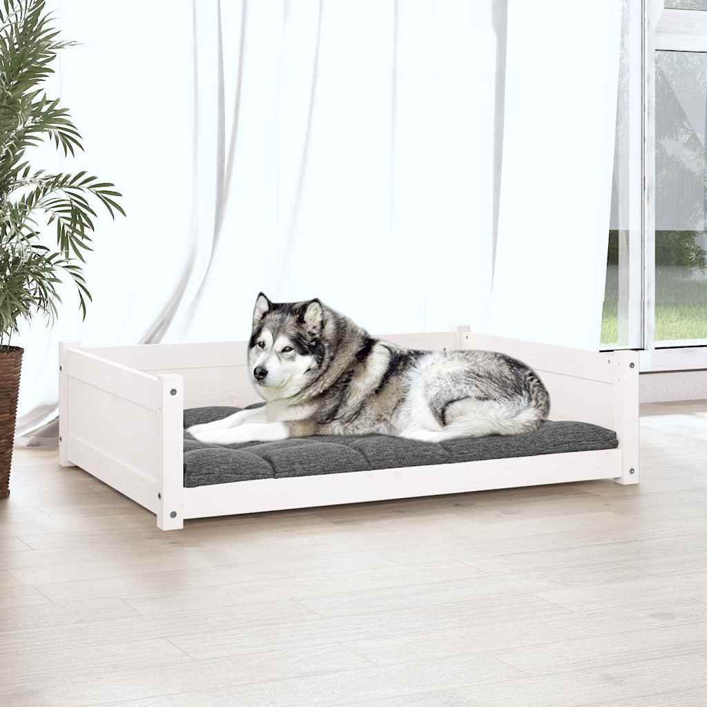 hundeseng 105,5x75,5x28 cm massivt fyrretræ hvid