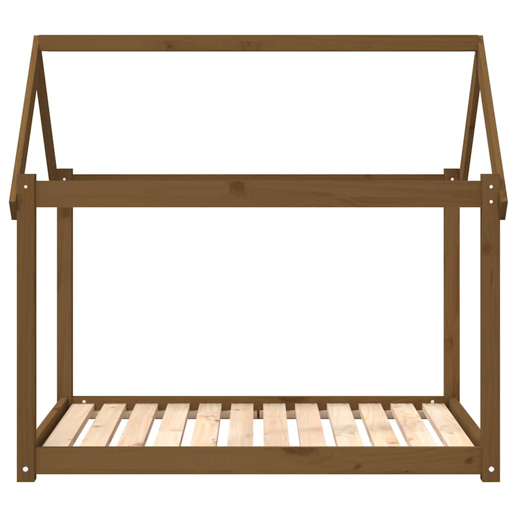 hundeseng 111x80x100 cm massivt fyrretræ gyldenbrun