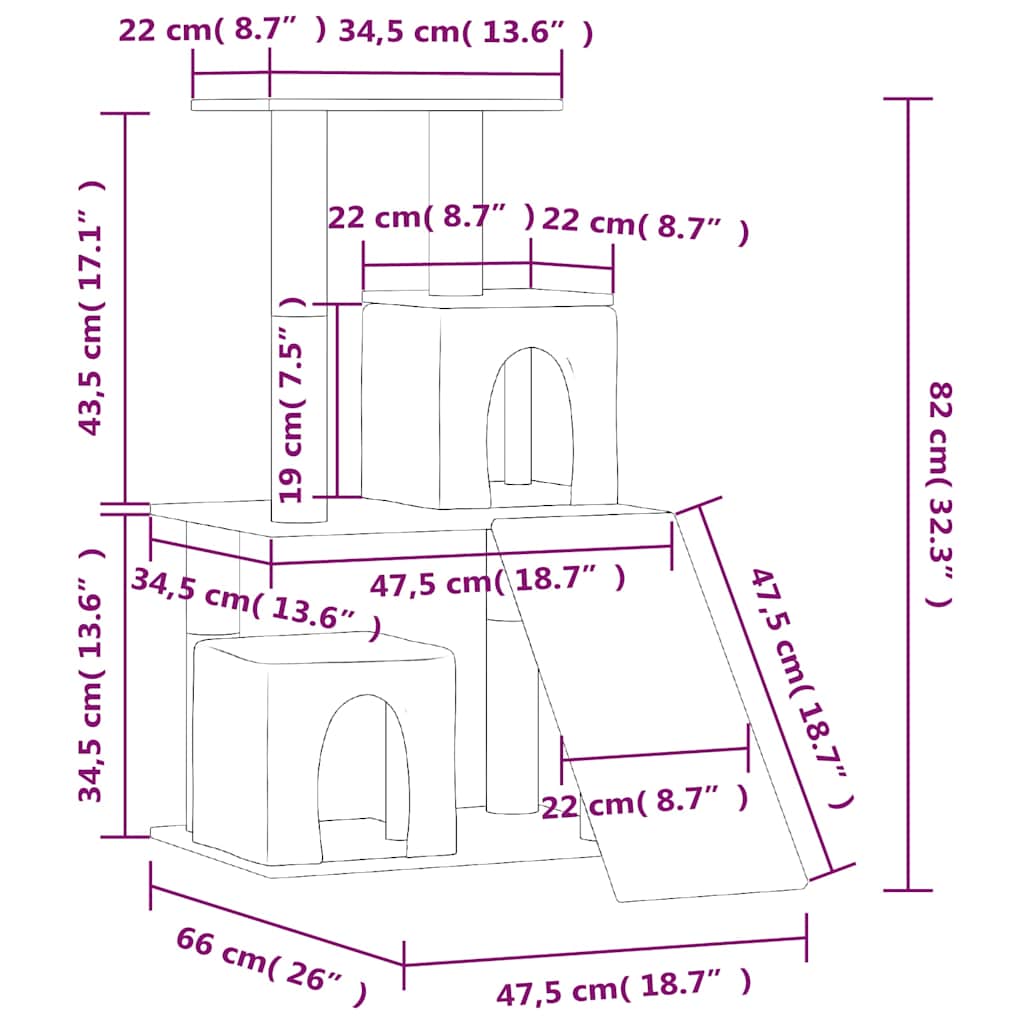 kradsetræ med sisalkradsestolper 82 cm cremefarvet
