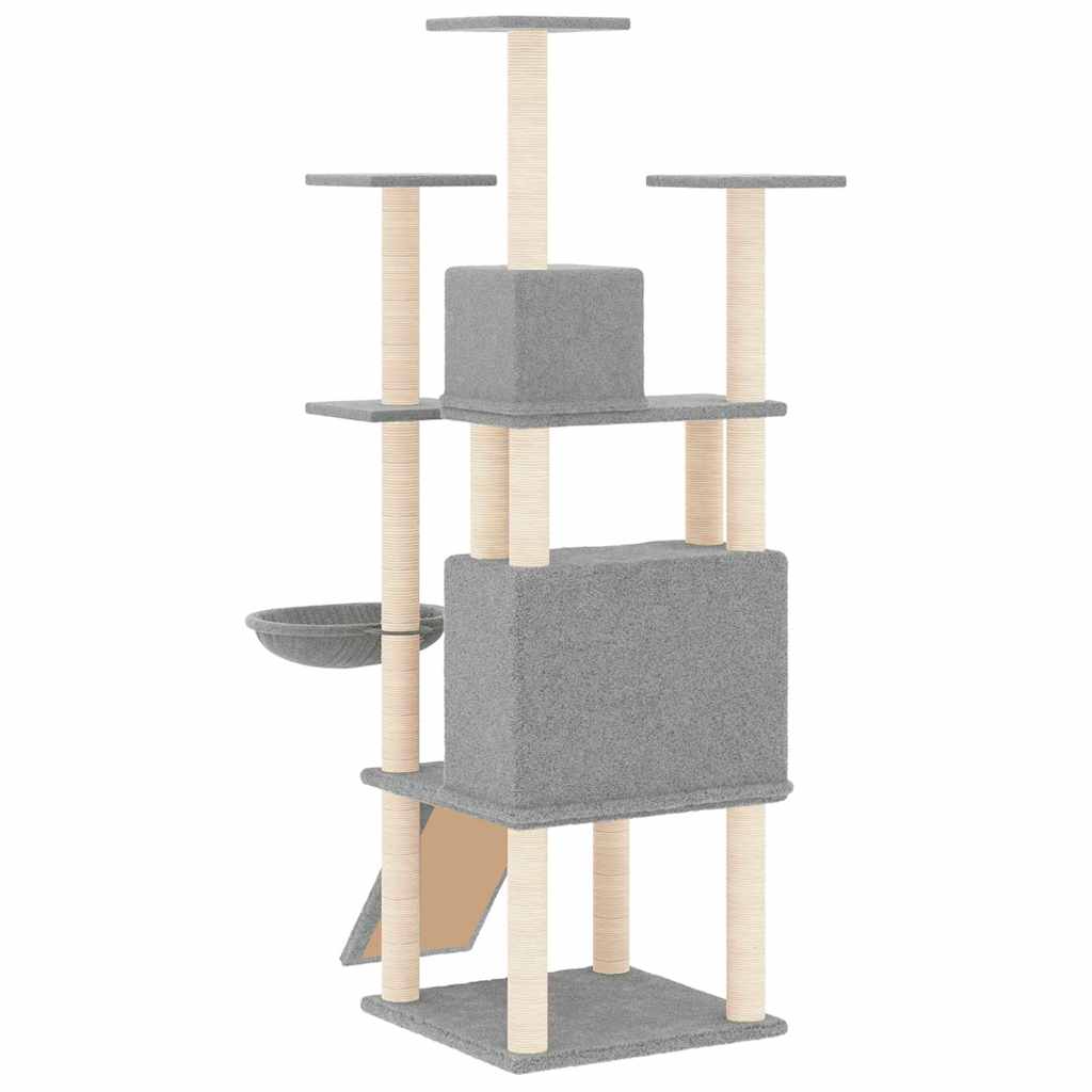 kradsetræ med sisalstolper 154 cm lysegrå