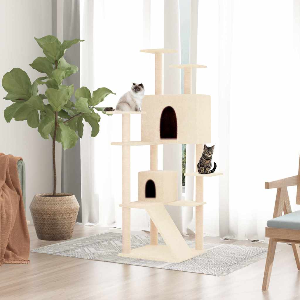 kradsetræ med sisalkradsestolper 153 cm cremefarvet