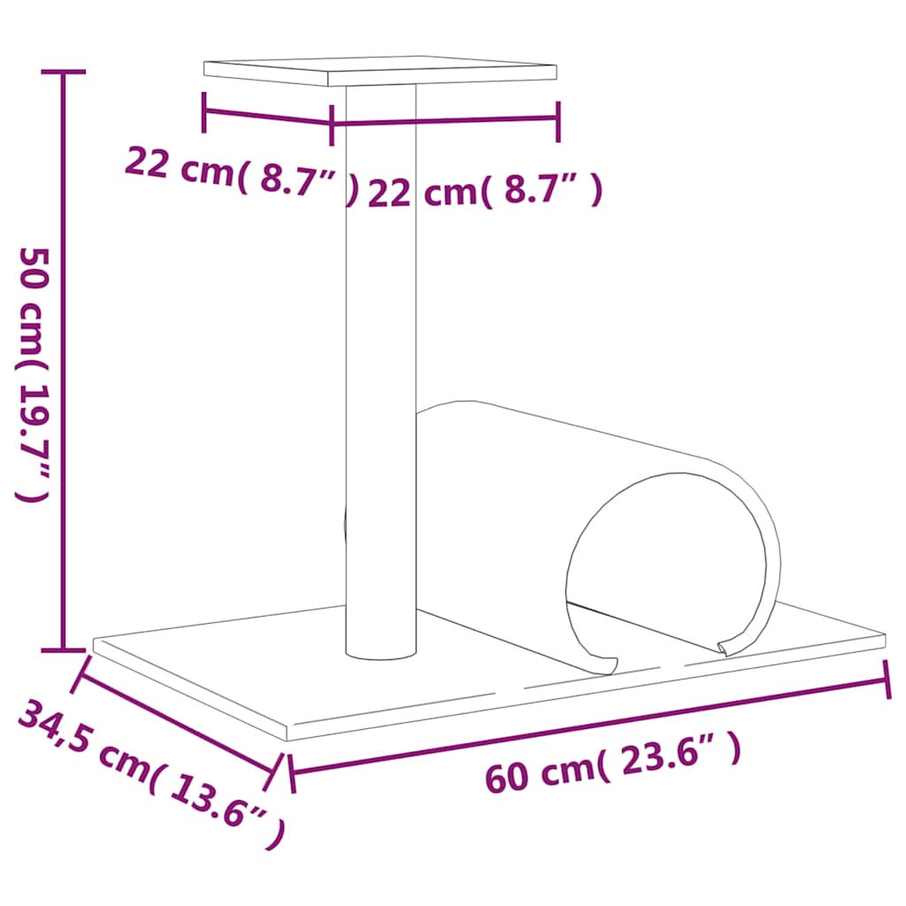 kradsetræ med tunnel 60x34,5x50 cm cremefarvet