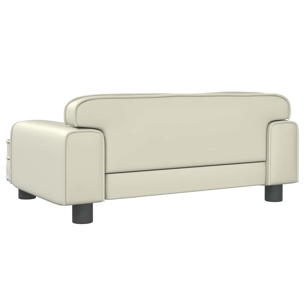 hundeseng 70x45x30 cm kunstlæder cremefarvet
