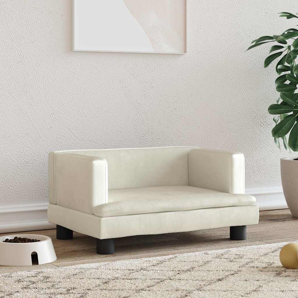 hundeseng 60x40x30 cm velour cremefarvet