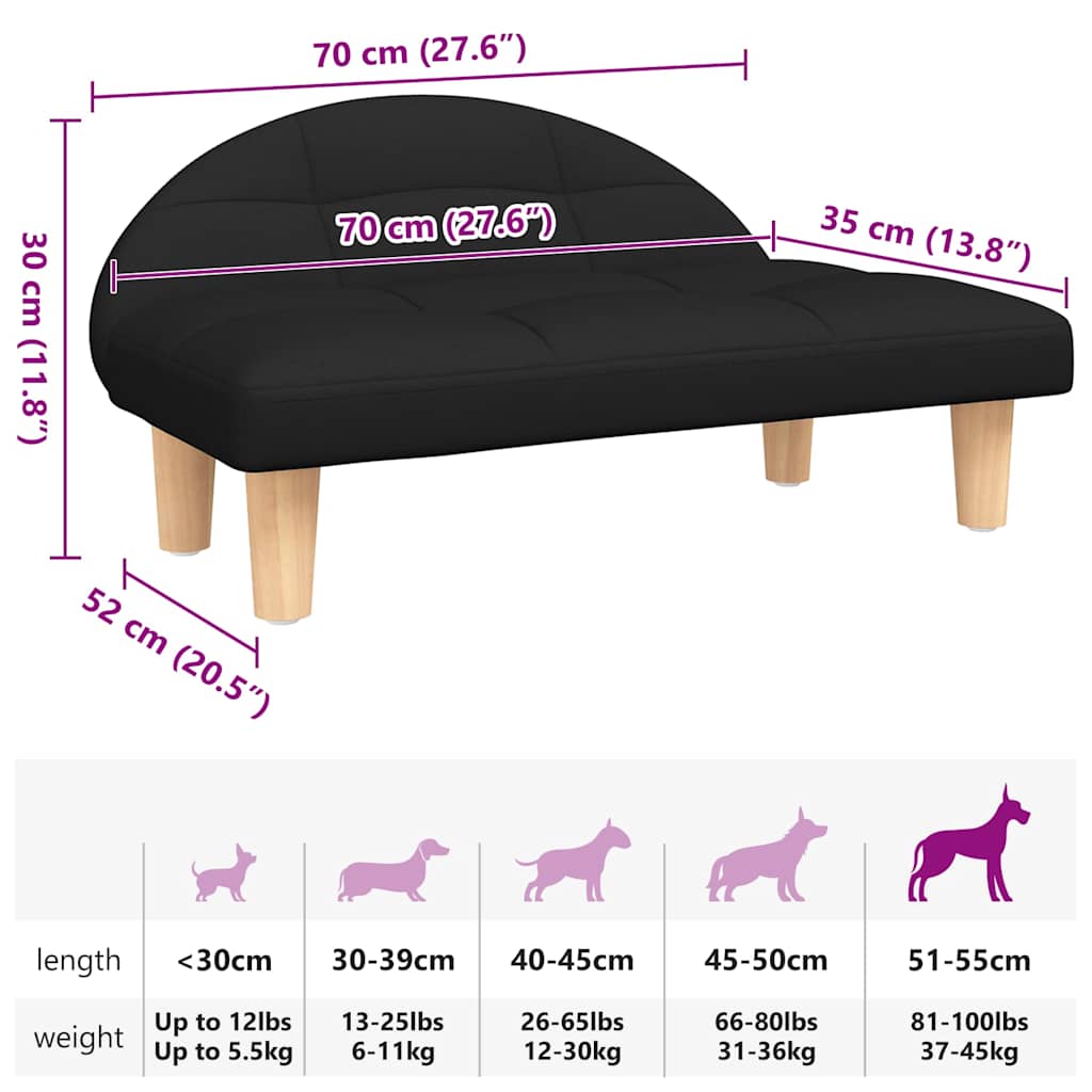hundeseng 70x52x30 cm stof sort