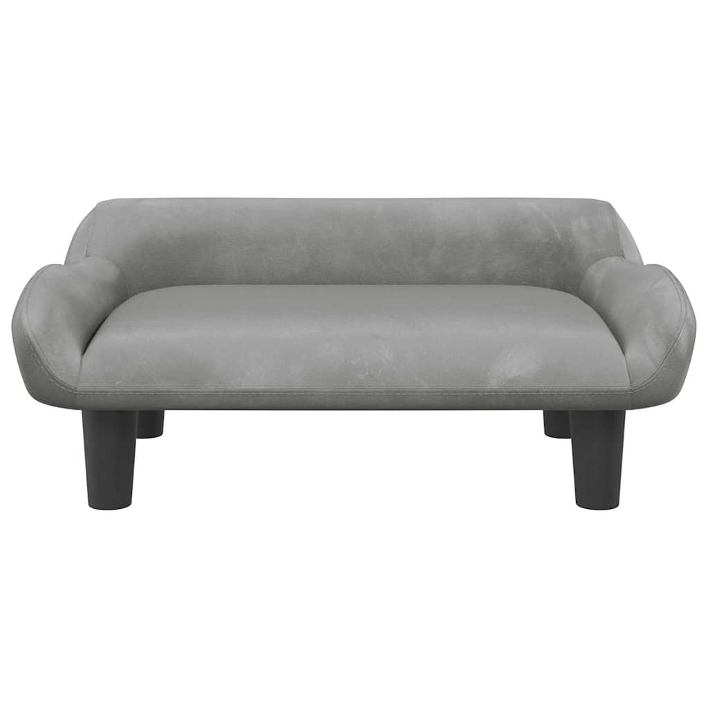 hundeseng 70x40x24 cm velour lysegrå