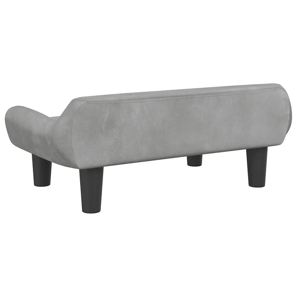 hundeseng 70x40x24 cm velour lysegrå