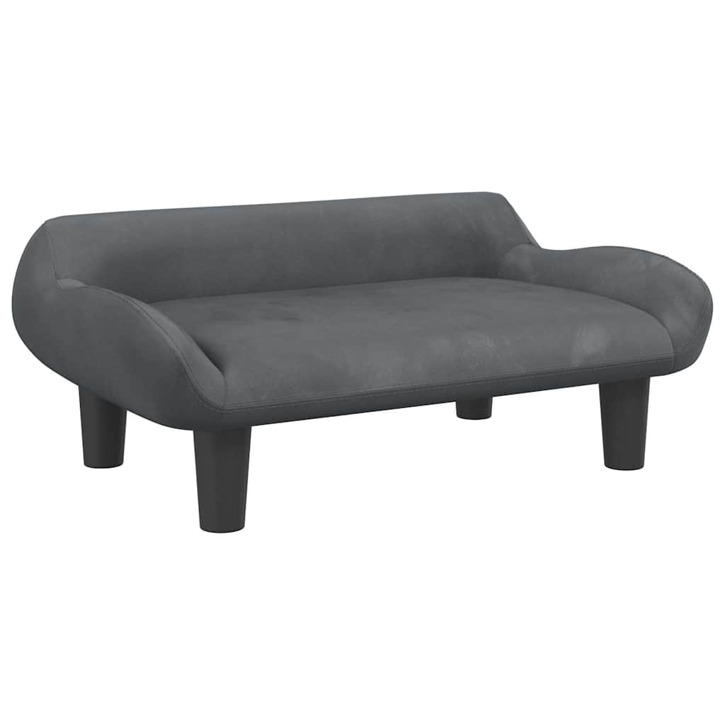hundeseng 70x40x24 cm velour mørkegrå