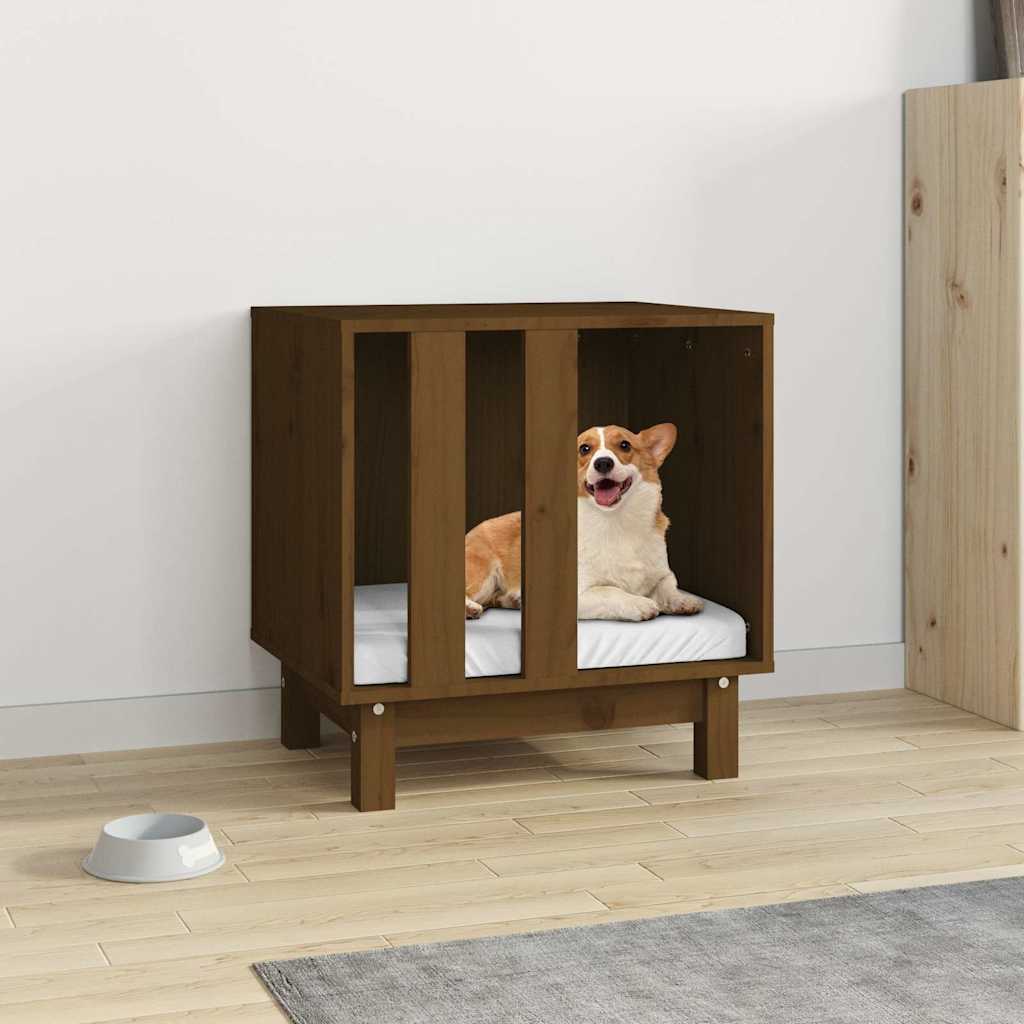 hundehus 50x40x52 cm massivt fyrretræ gyldenbrun