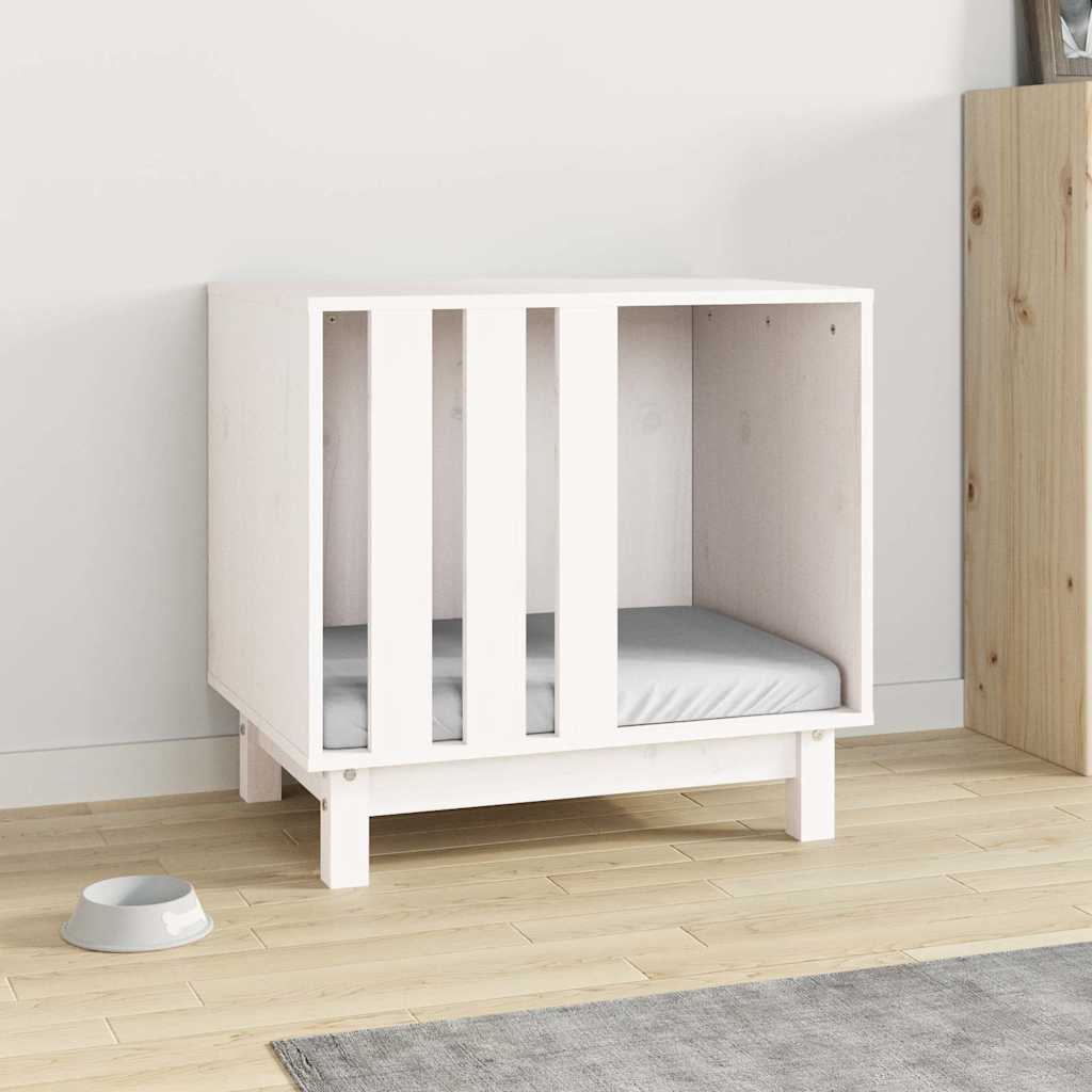 hundehus 60x45x57 cm massivt fyrretræ hvid