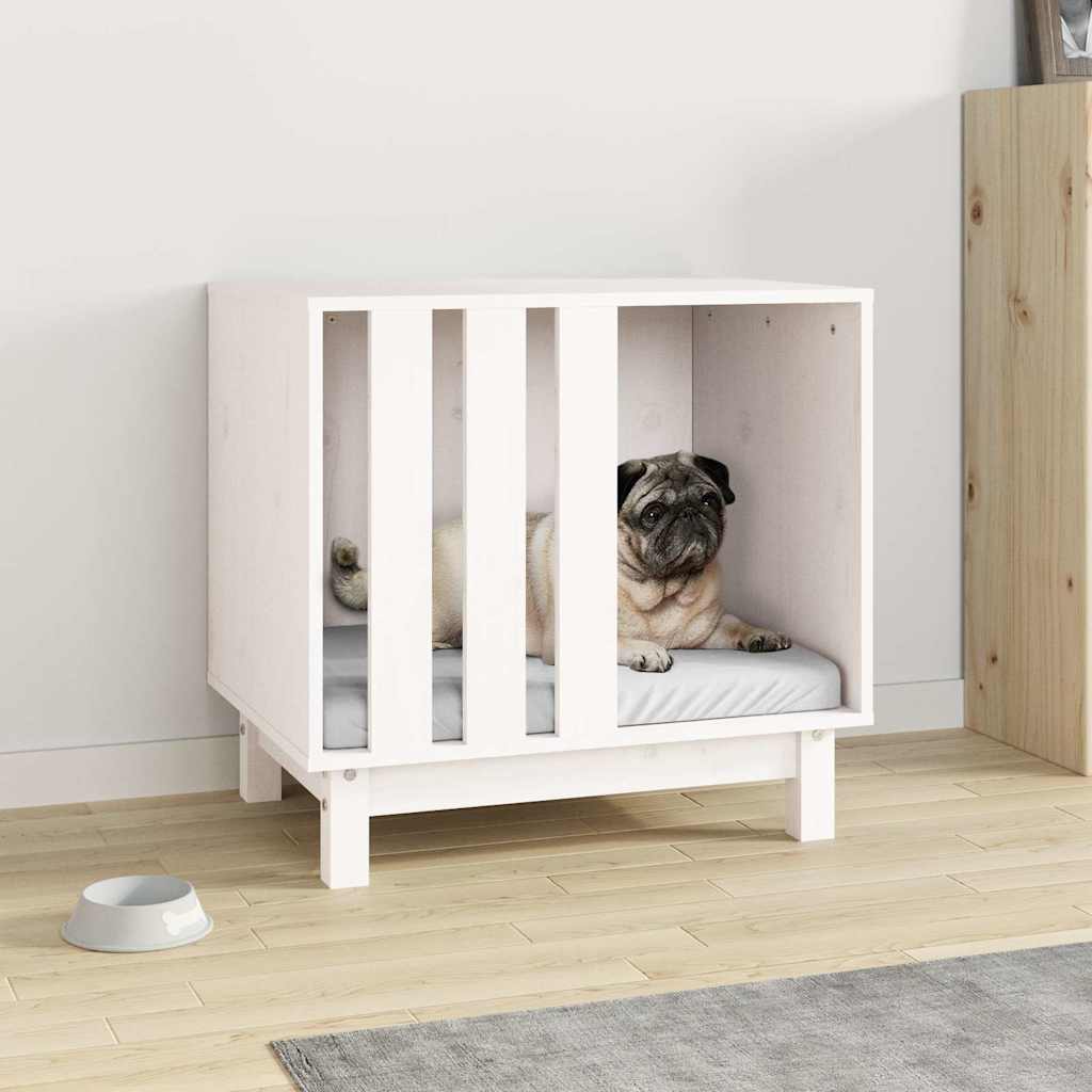 hundehus 60x45x57 cm massivt fyrretræ hvid
