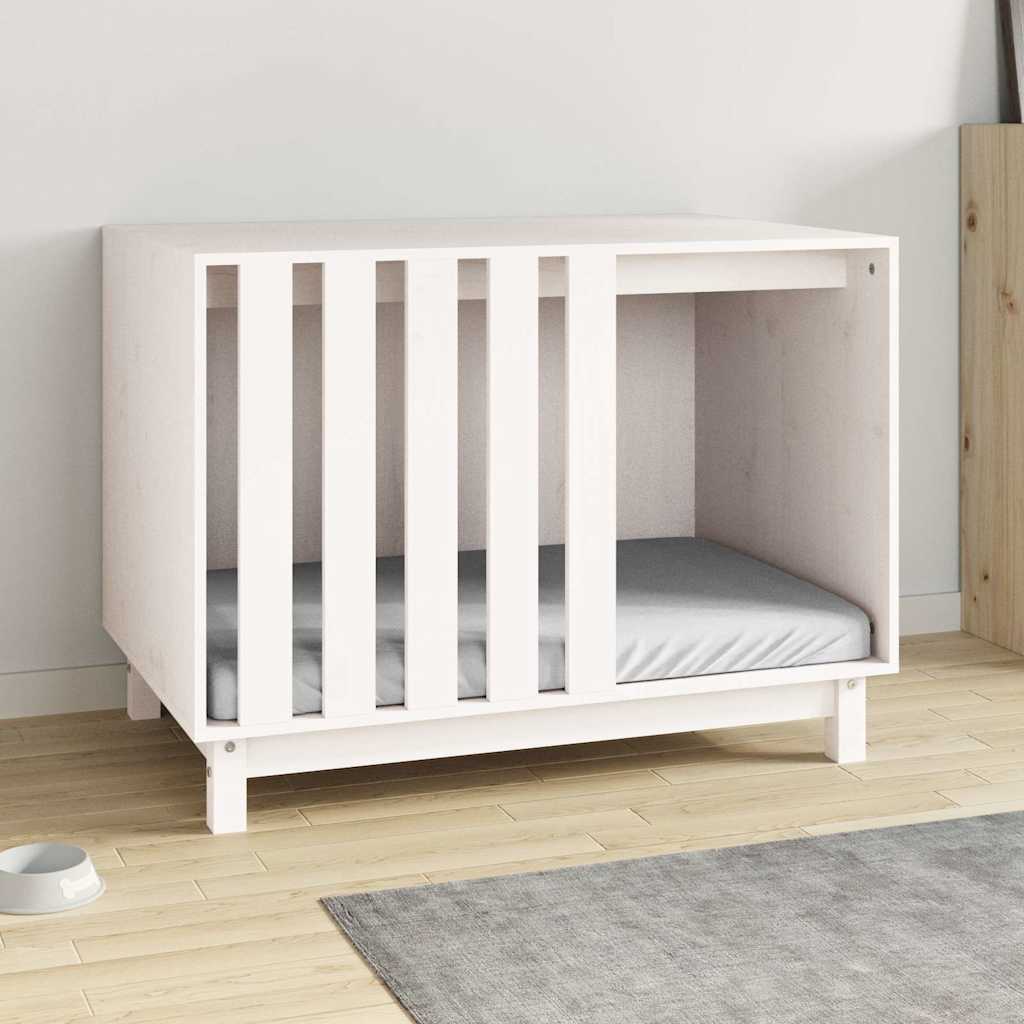 hundehus 90x60x67 cm massivt fyrretræ hvid