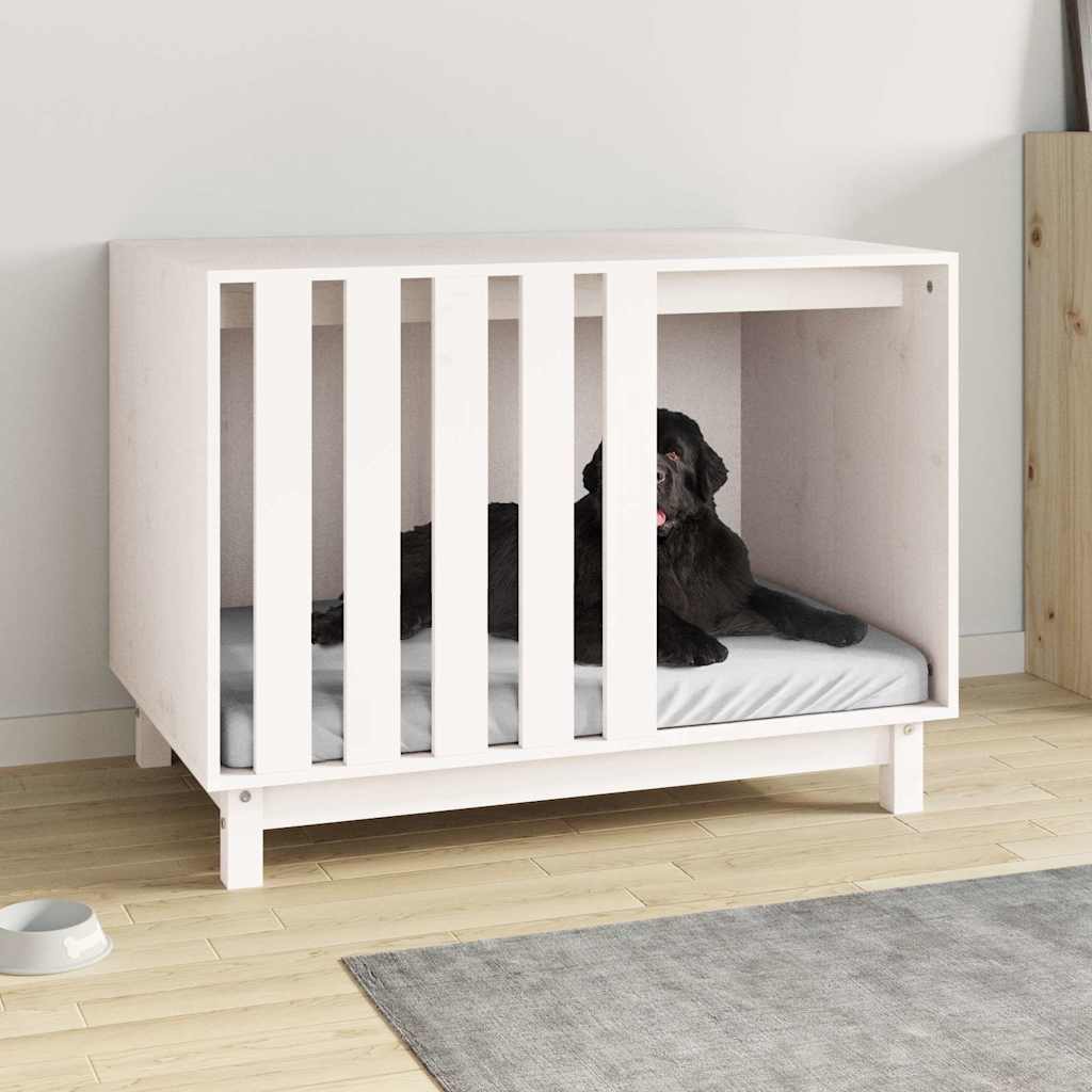 hundehus 90x60x67 cm massivt fyrretræ hvid