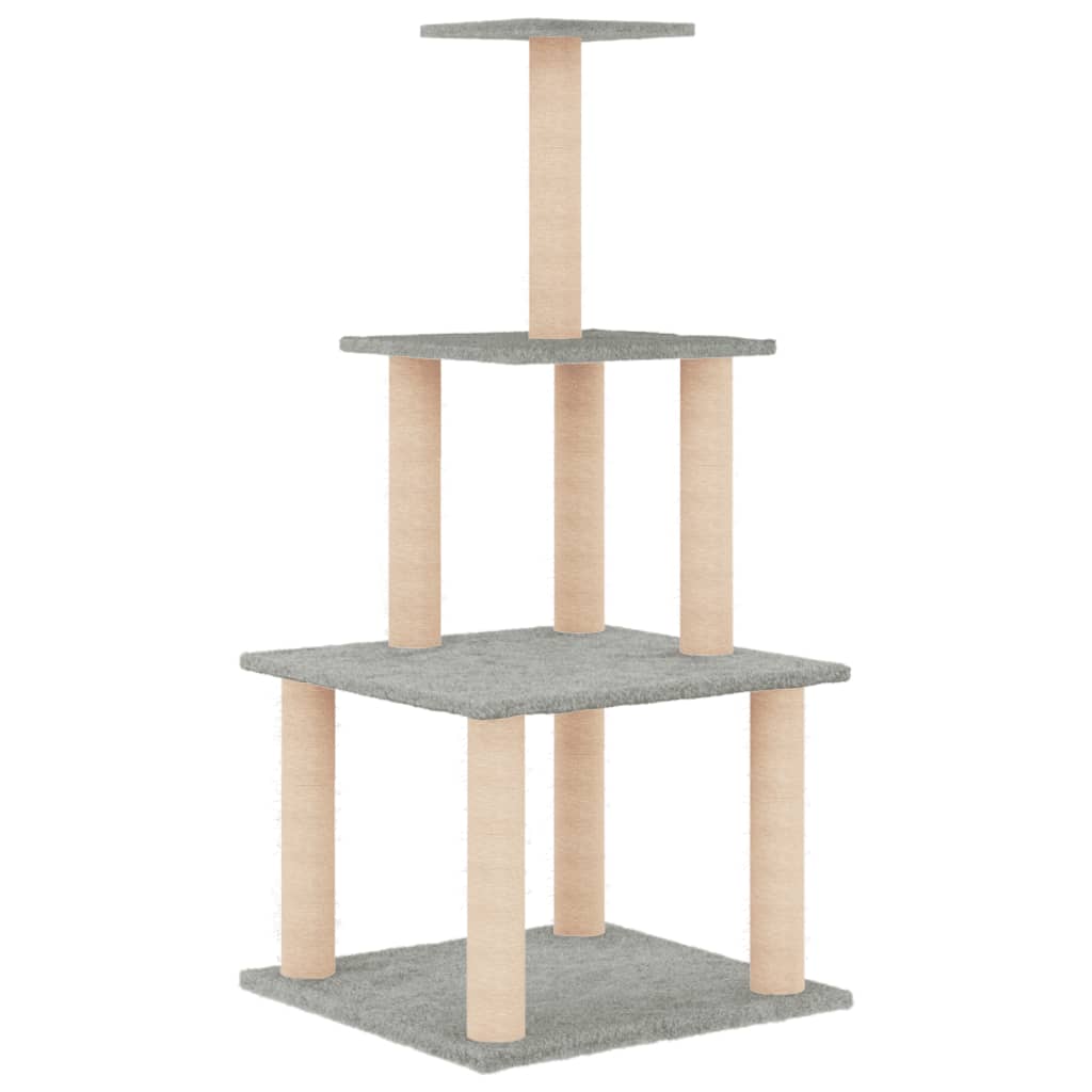 kradsetræ med sisalstolper 111 cm lysegrå
