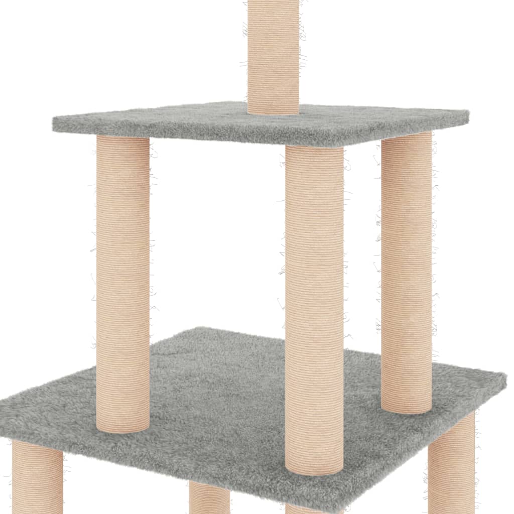 kradsetræ med sisalstolper 111 cm lysegrå