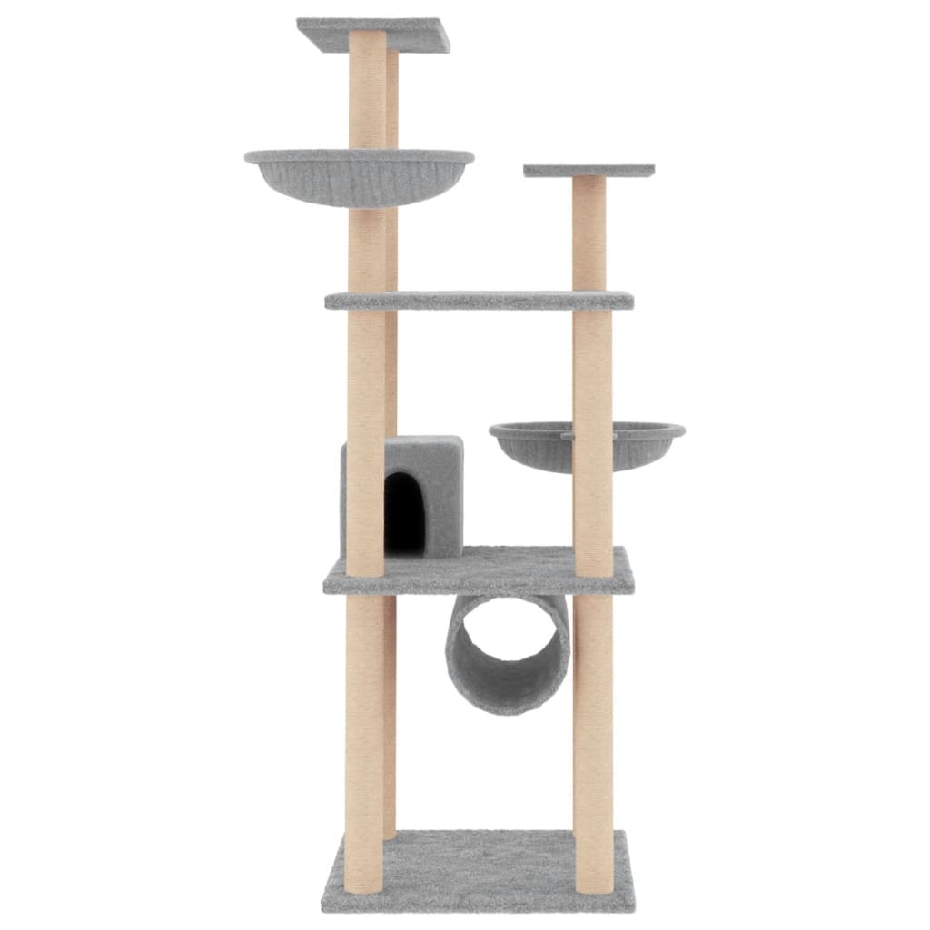 kradsetræ med sisalstolper 141 cm lysegrå