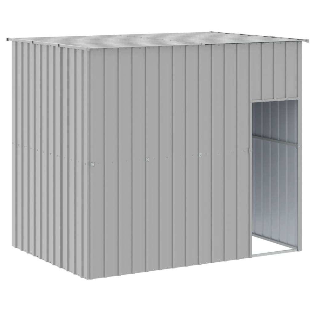 hundehus med tag 214x153x181 cm galvaniseret stål lysegrå
