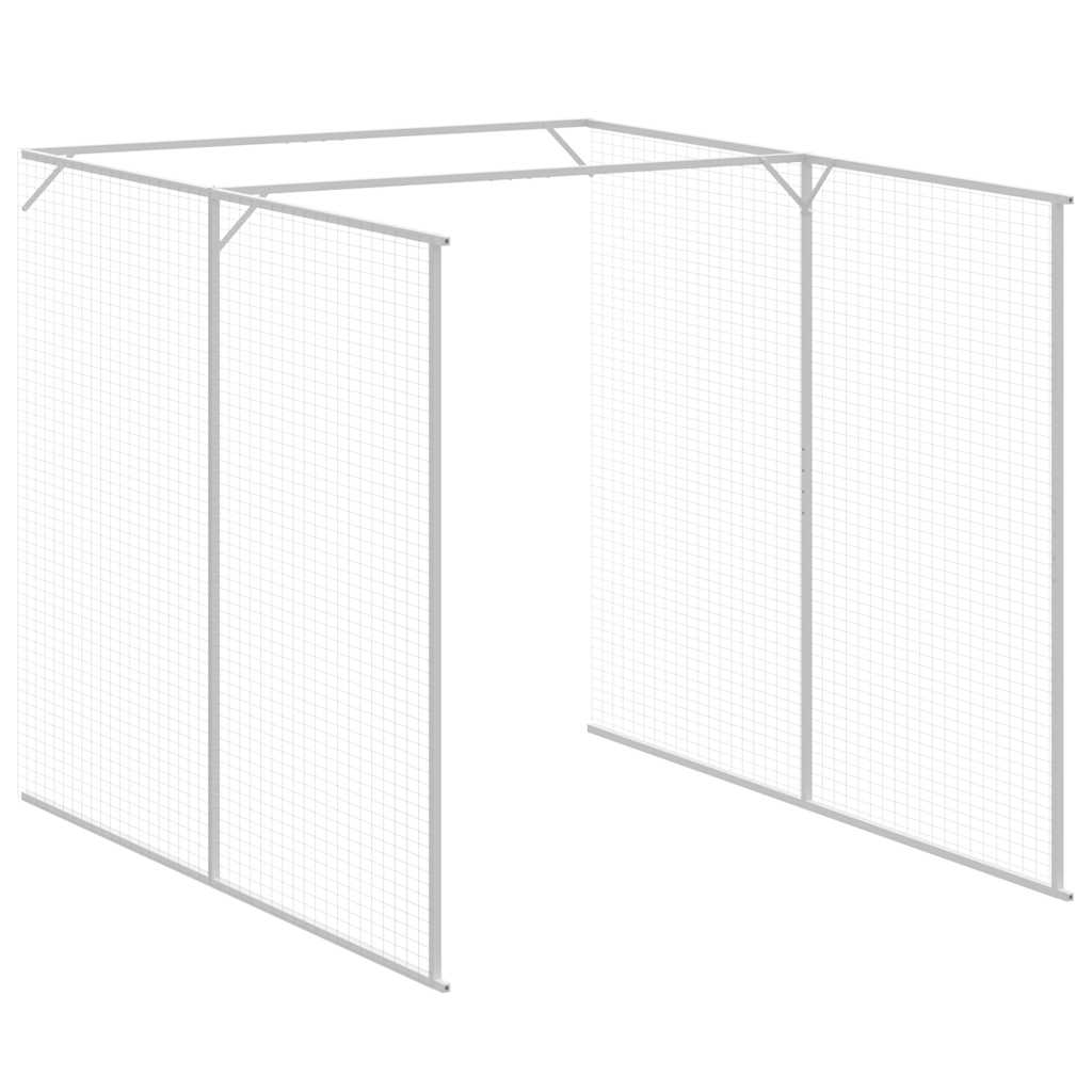 hundehus med løbegård 165x659x181 cm galvaniseret stål lysegrå