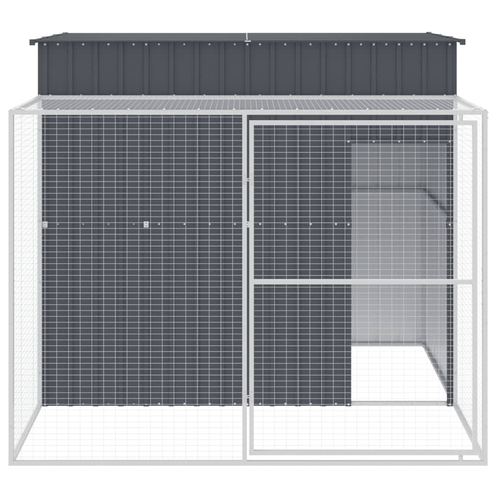 hundehus med løbegård 214x253x181 cm galvaniseret stål antracit