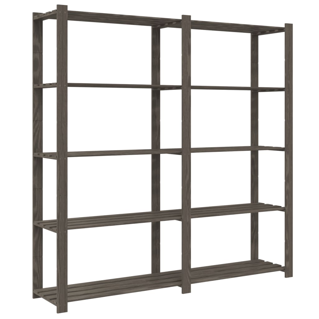opbevaringsreol 5 hylder 70x38x170 cm massivt fyrretræ grå