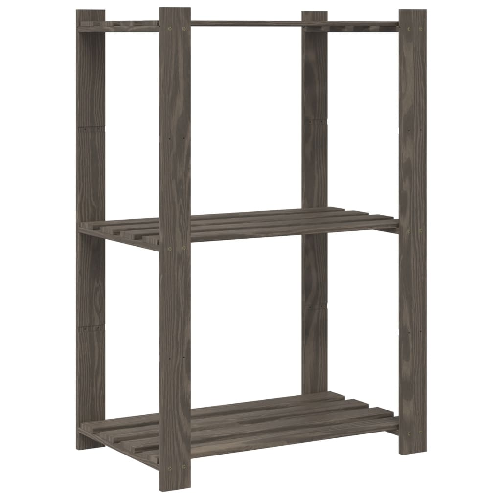 opbevaringsreol 3 hylder 60x38x90 cm massivt fyrretræ grå