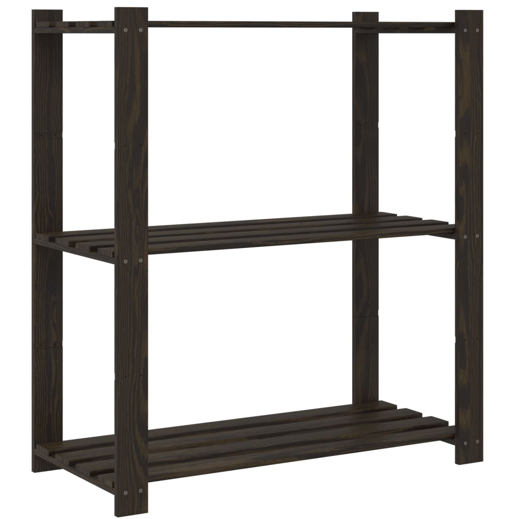 opbevaringsreol 3 hylder 80x38x90 cm massivt fyrretræ sort