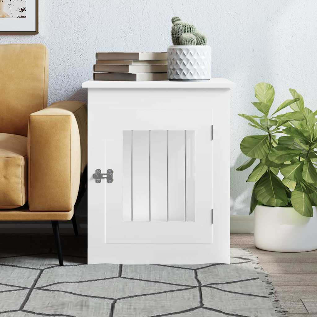 hundebur 55x75x65 cm konstrueret træ hvid