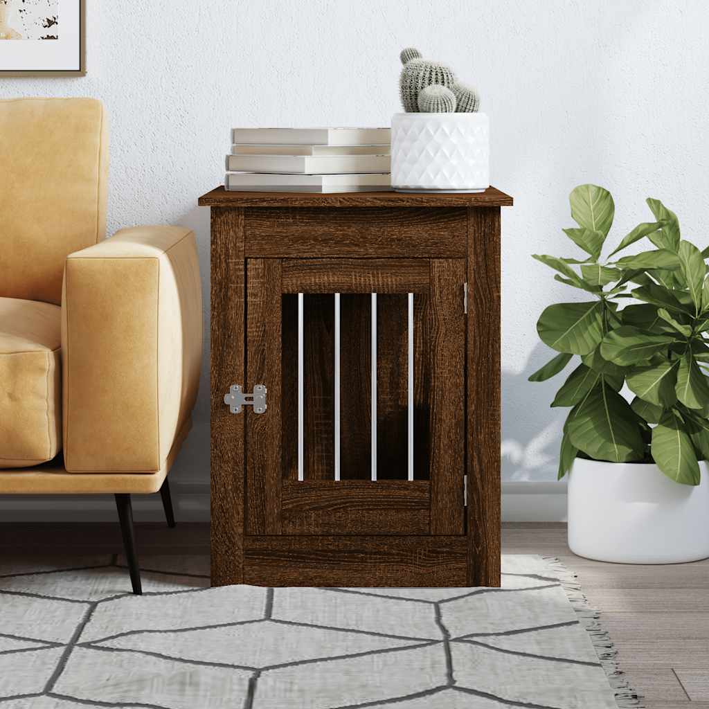hundebur 55x80x68 cm konstrueret træ brun egetræsfarve