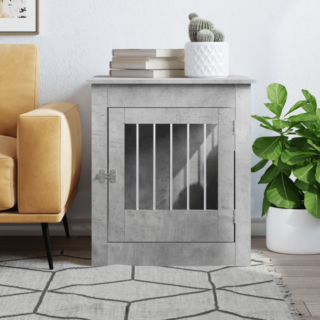 hundebur 64,5x80x71 cm konstrueret træ betongrå
