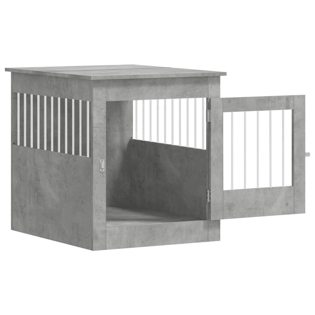 hundebur 64,5x80x71 cm konstrueret træ betongrå