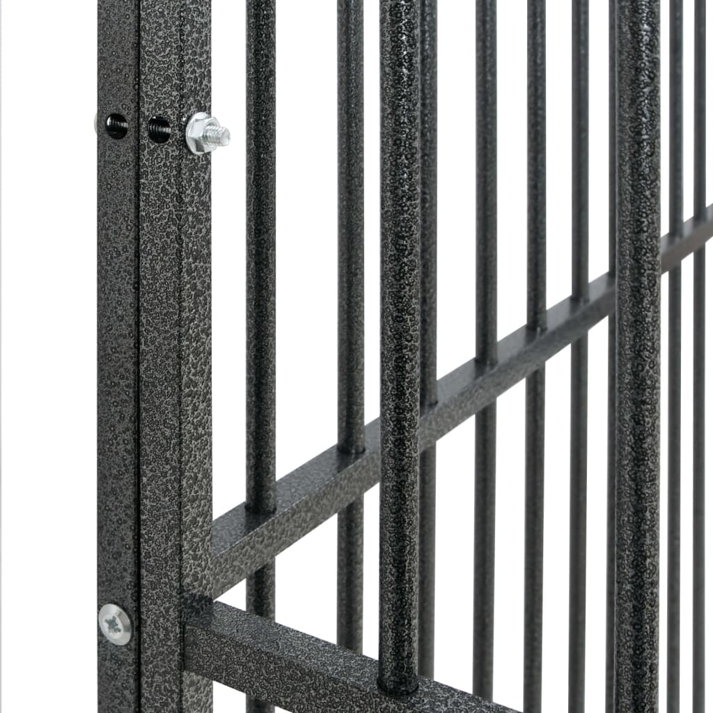 hundegård 16 paneler galvaniseret stål sort