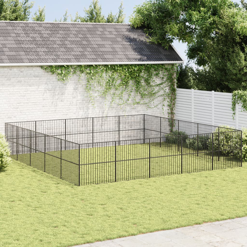 hundegård 20 paneler galvaniseret stål sort