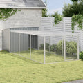 hundehus med løbegård antracit 153x396x110 cm galvaniseret stål