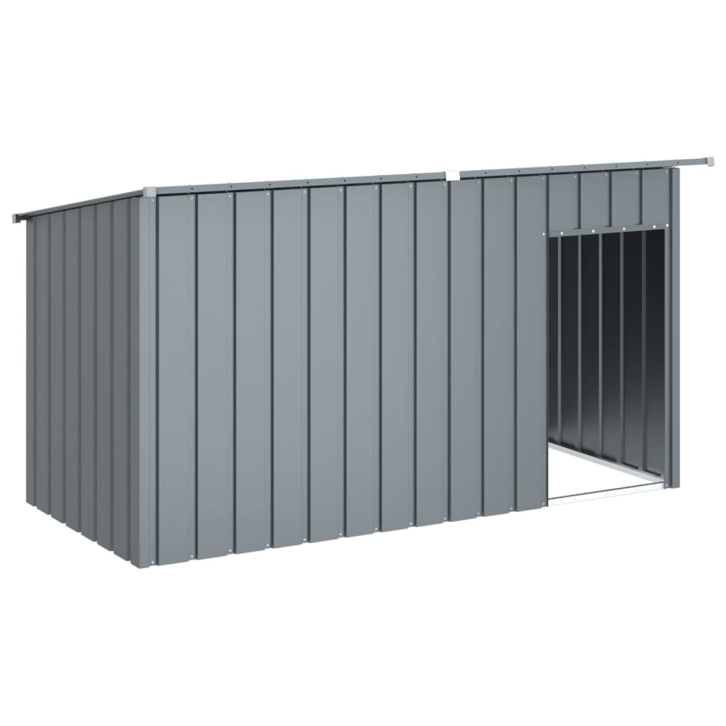 hundehus med tag 196x91x110 cm galvaniseret stål antracitgrå