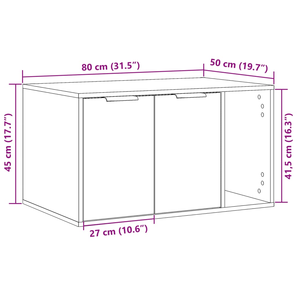 toiletskjuler til kattebakke 80x50x45 cm konstrueret træ hvid