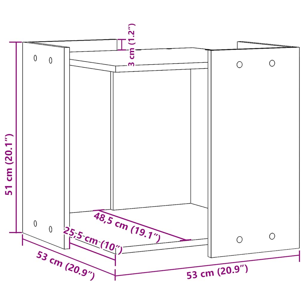 toiletskjuler kattebakke 53x53x51 cm konstrueret træ betongrå