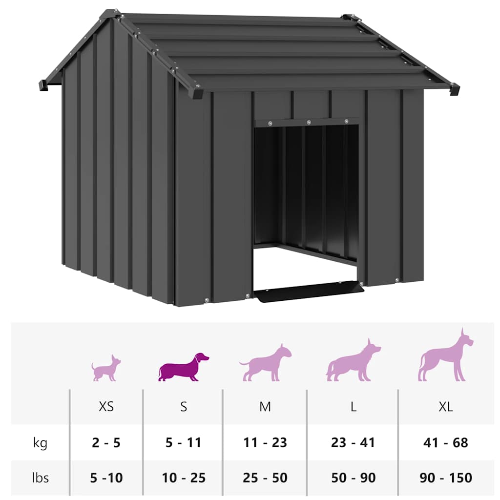hundehus med tag 85x107x81 cm galvaniseret stål