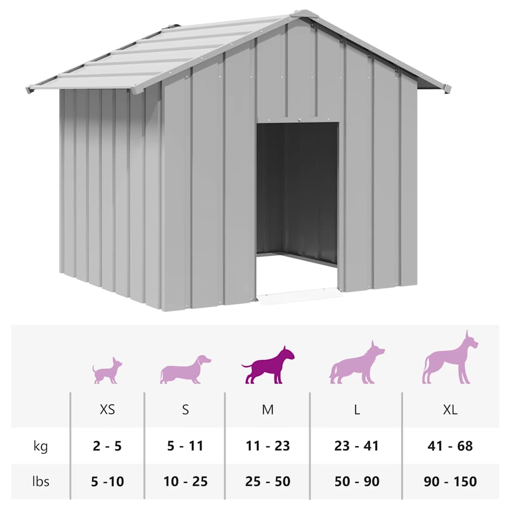 hundehus med tag 131x101x102 cm galvaniseret stål