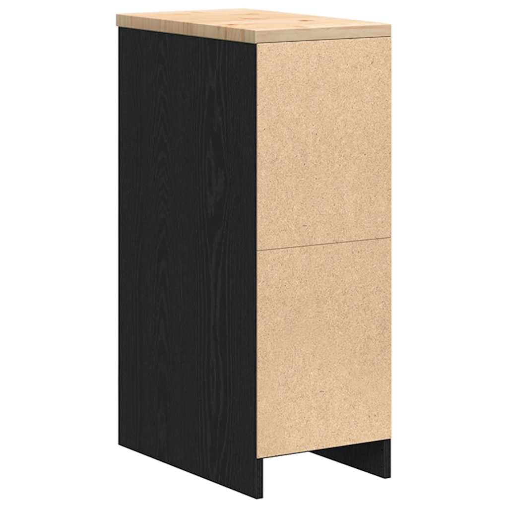 Garageopbevaringsskab Sort 30x51x85 cm Massivt træ Fyrretræ