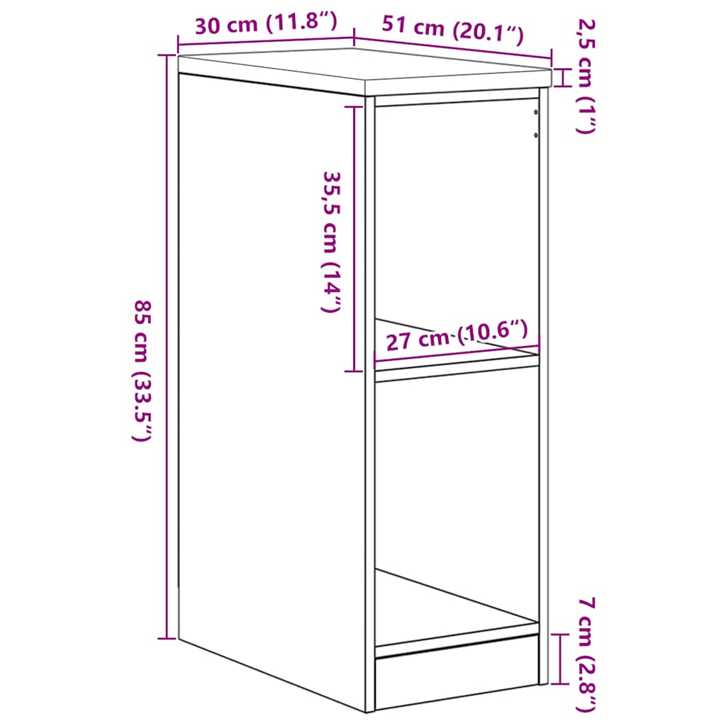 Garageopbevaringsskab Sonoma eg 30x51x85cm Massivt træ Fyrretræ