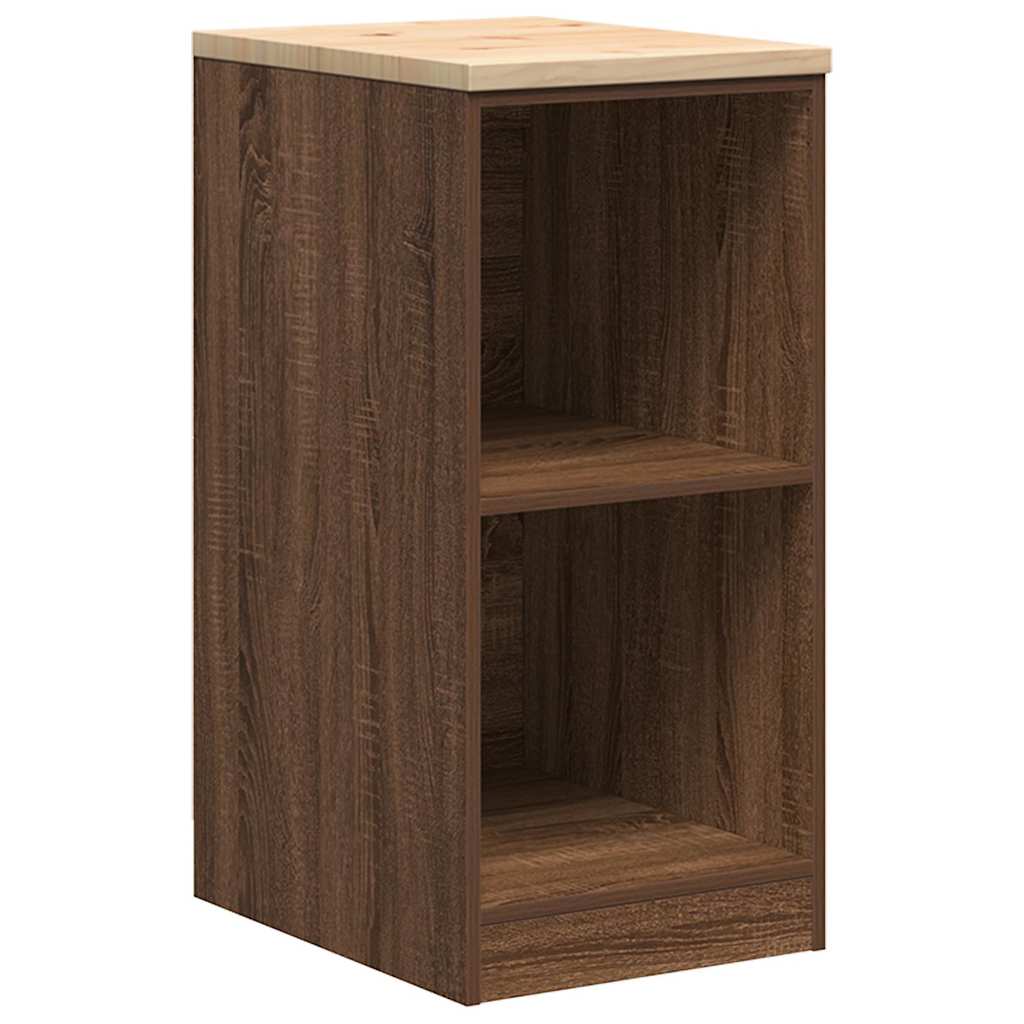 Garageopbevaringsskab brun eg 40x51x85 cm massivt træ fyrretræ