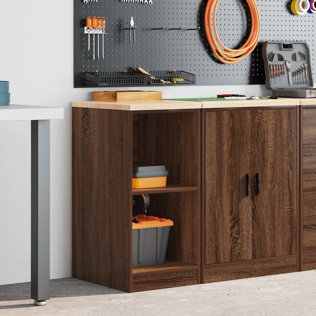 Garageopbevaringsskab brun eg 40x51x85 cm massivt træ fyrretræ