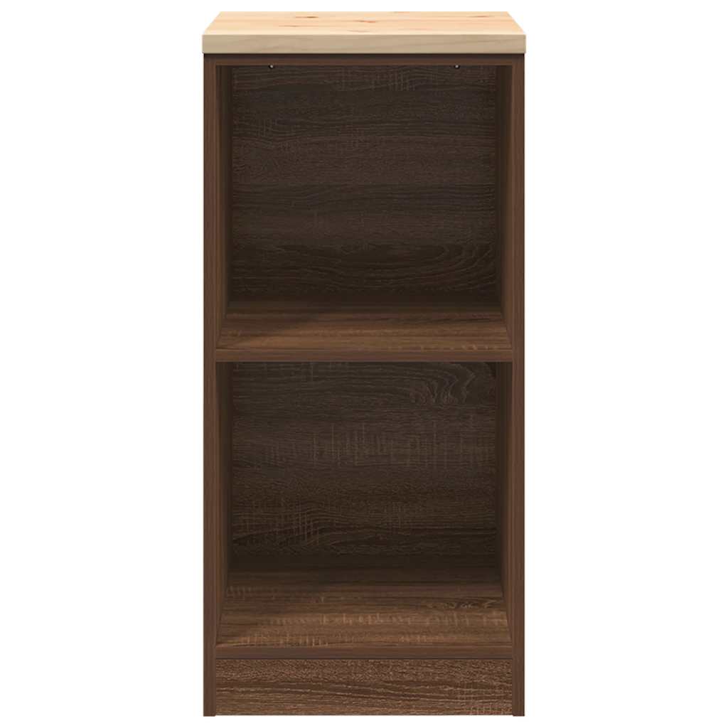 Garageopbevaringsskab brun eg 40x51x85 cm massivt træ fyrretræ