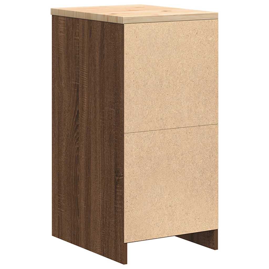 Garageopbevaringsskab brun eg 40x51x85 cm massivt træ fyrretræ